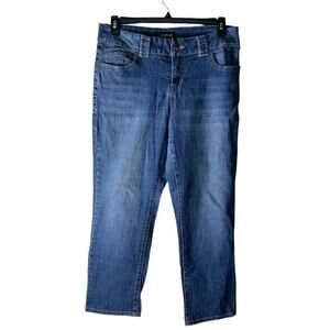 Lane Bryant Denim Jeans Women Sz 14 Petite Straight Leg Zip Fly Medium Wash Blue